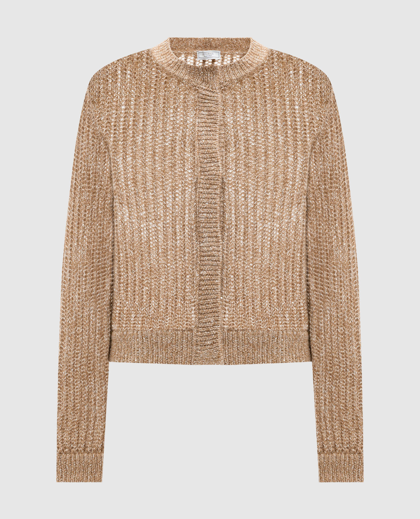 Brown sequined wool cardigan peserico