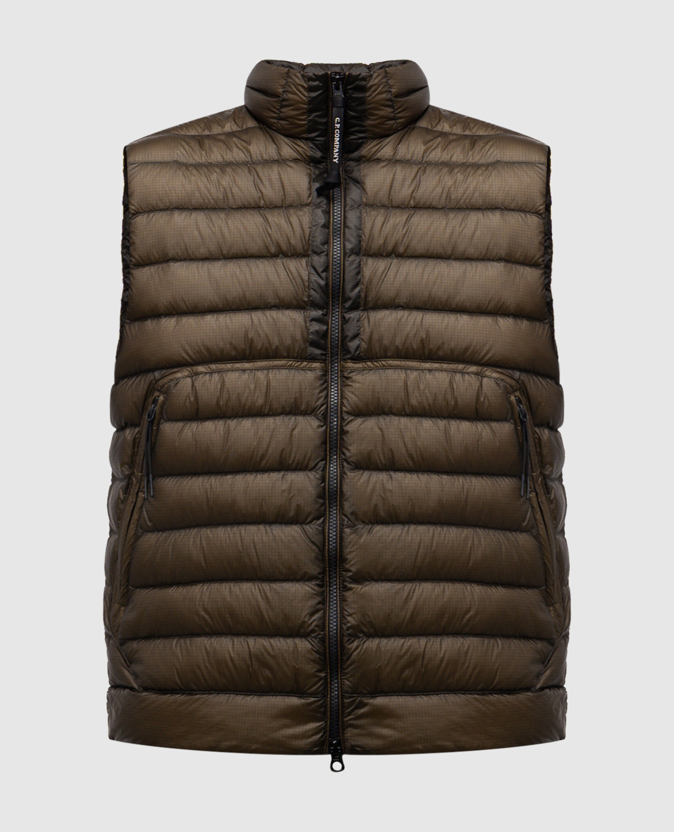 

Khaki quilted down vest with logo C.P. Company