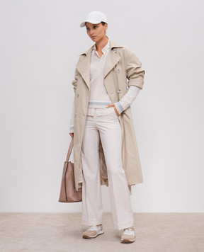 Peserico Beige wool trousers with branded patch A0478300668