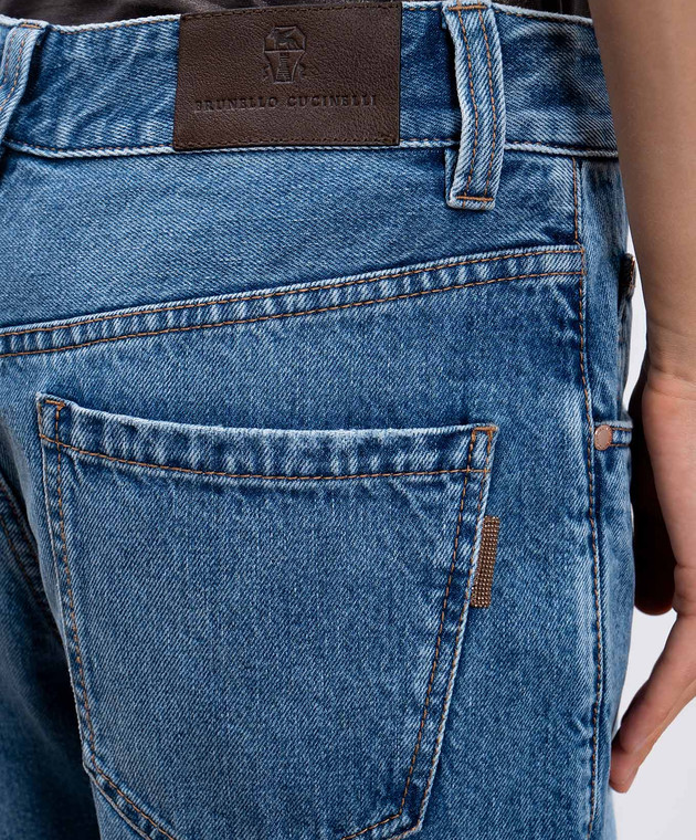 Brunello Cucinelli - Blue jeans with a distressed monil