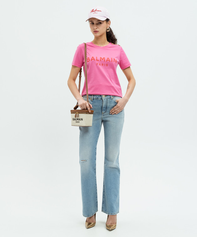 Balmain BF1EF005BB02EAB 関税送料込 T-shirt with Balmain Paris print - Women | BALMAIN