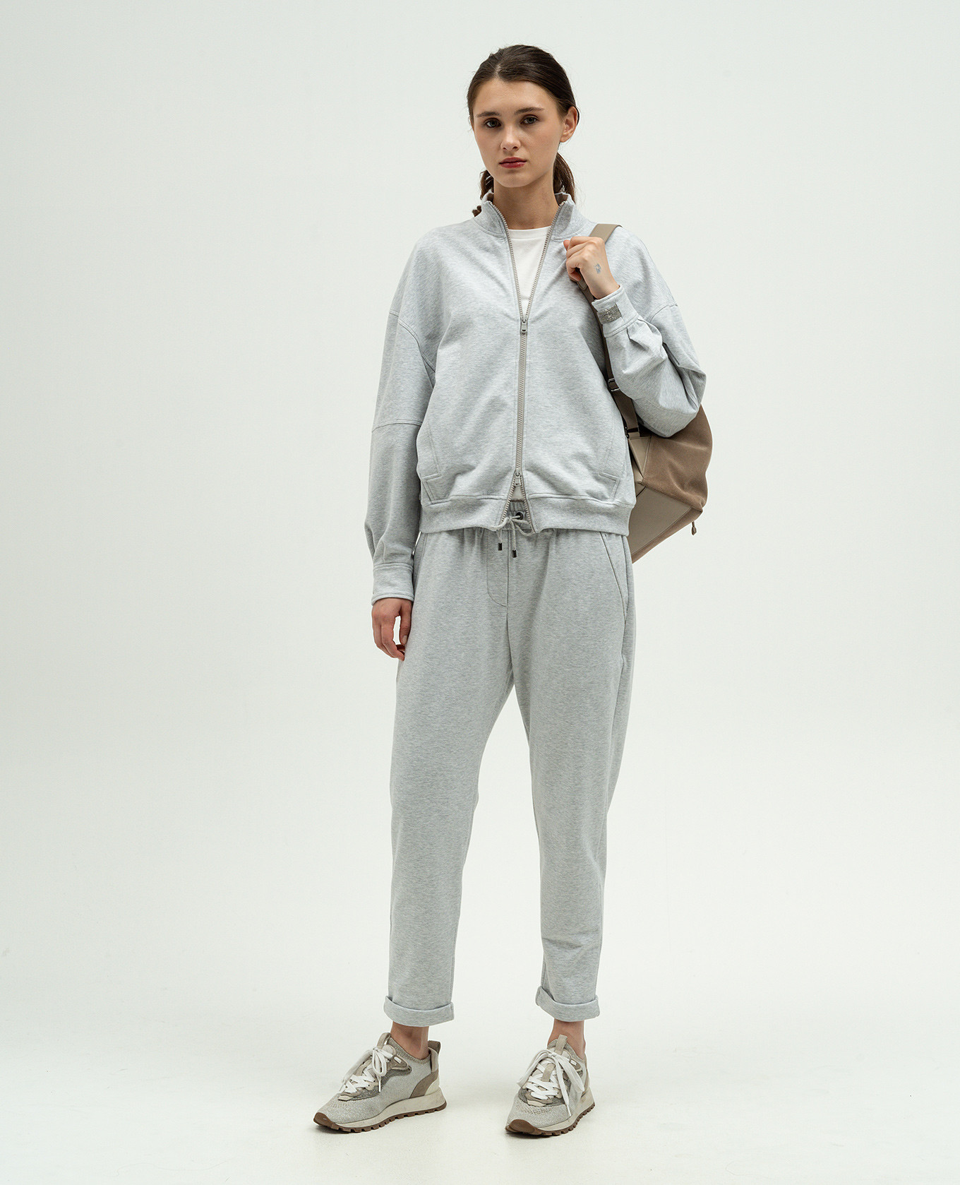 Gray sports jacket with monil chain Brunello Cucinelli 2