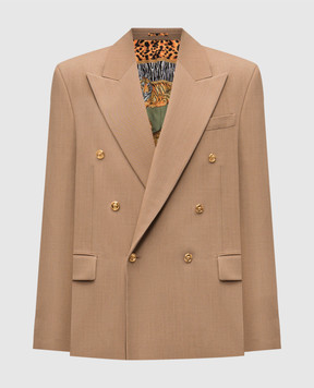 Versace Brown double-breasted wool jacket 10215281A15433
