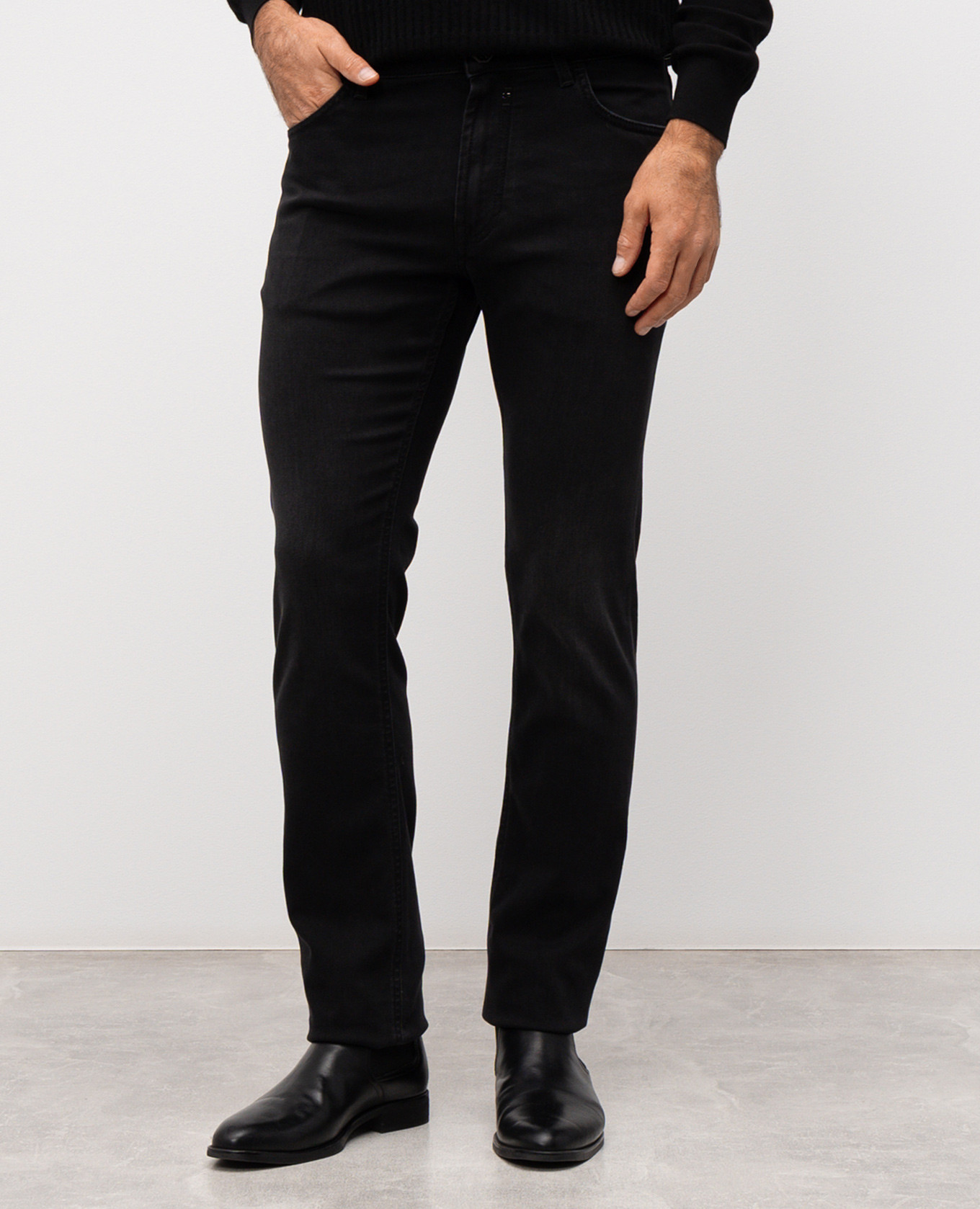 Black slim jeans with logo patch Stefano Ricci 3