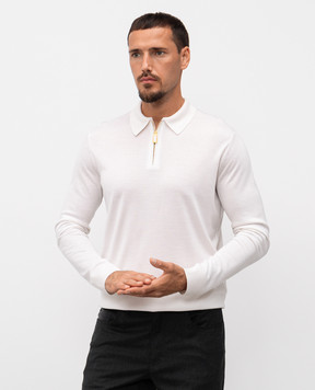 Stefano Ricci White cashmere and silk polo shirt K606003Z40F25303