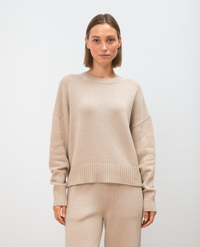 COLOMBO Beige cashmere sweater with metallic logo MA04562226KI