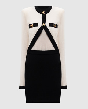Balmain White midi dress with double construction and branded accessories EF1R9259KH91