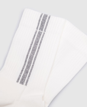 Peserico White ribbed socks with lurex S41063C0CC505