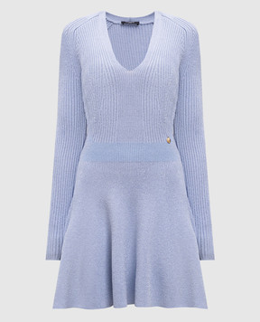 Balmain Blue ribbed mini dress EF1R9857KI09