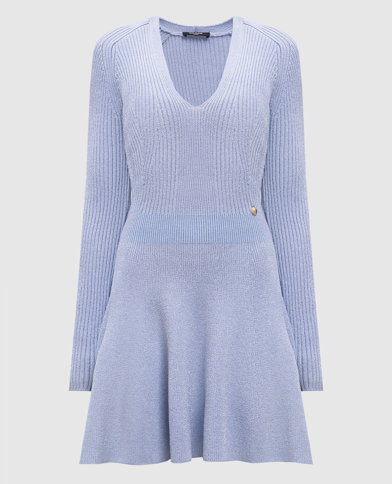 Blue ribbed mini dress Balmain