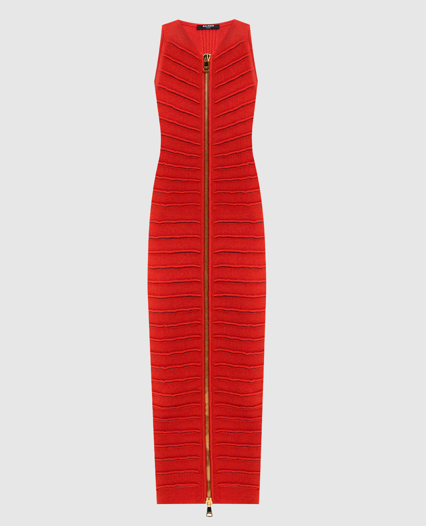 Red midi dress with textured pattern Balmain