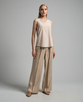 Peserico Beige silk top with monil chain S0869907325