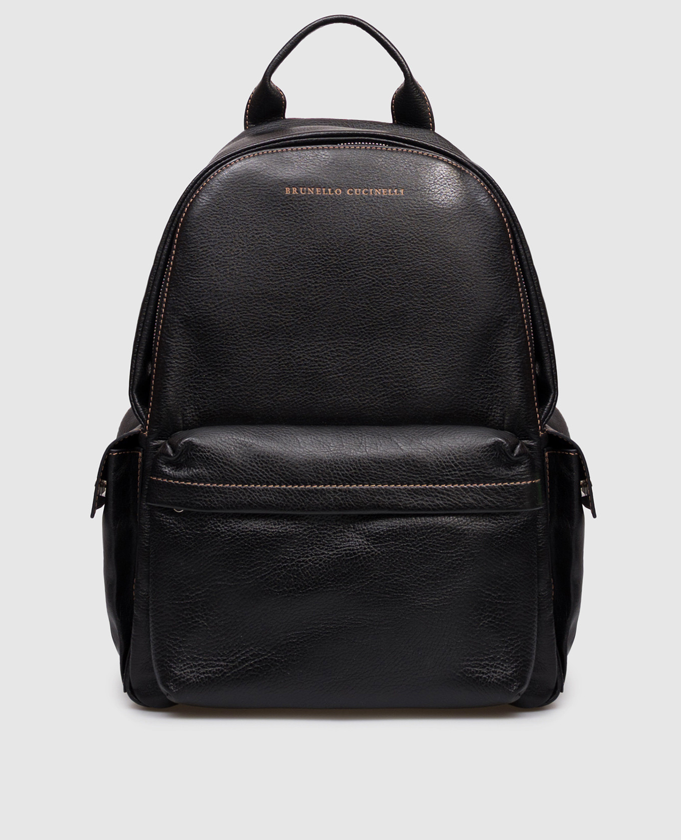 

Black leather backpack with logo Brunello Cucinelli