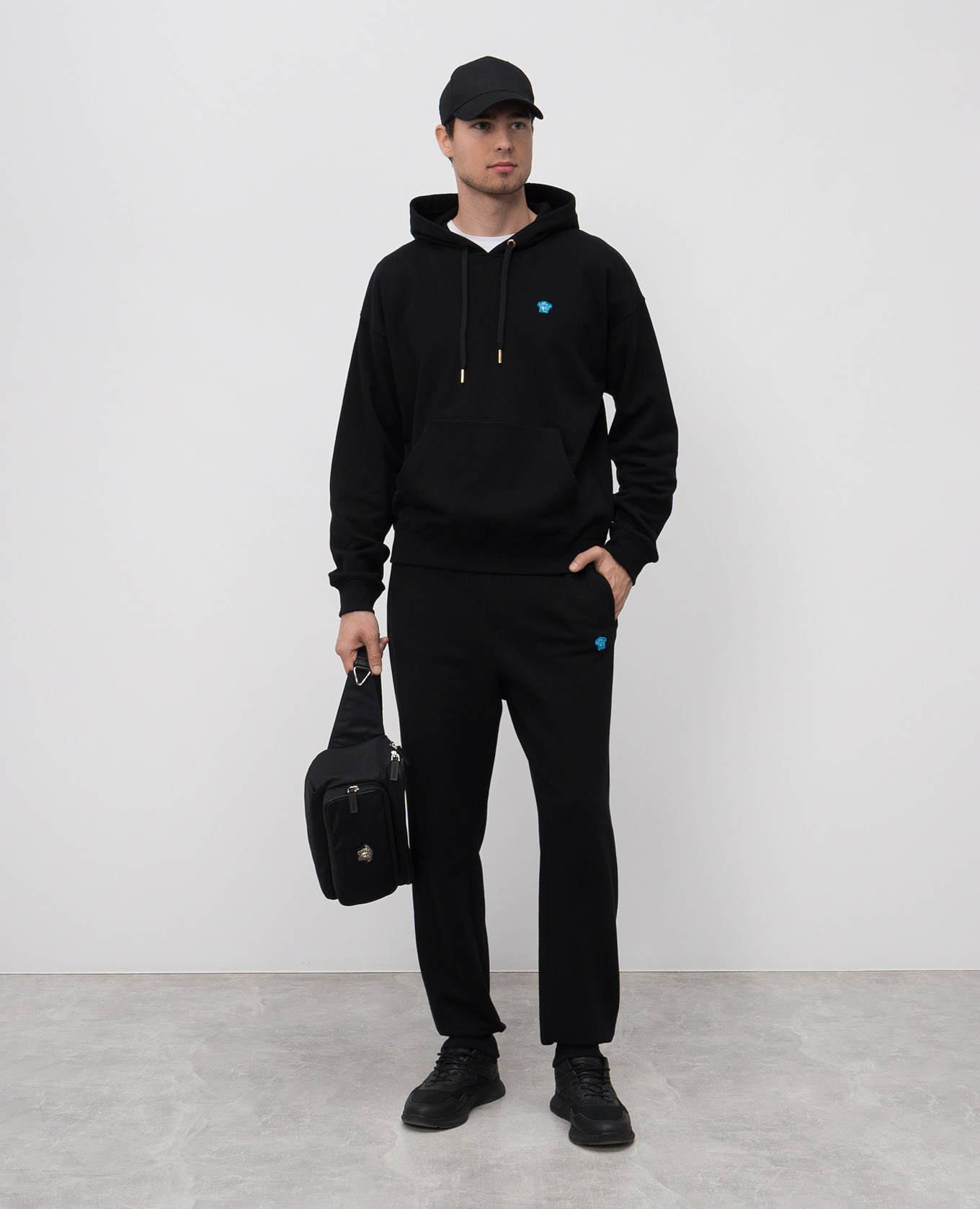 

Black hoodie with logo patch Versace
