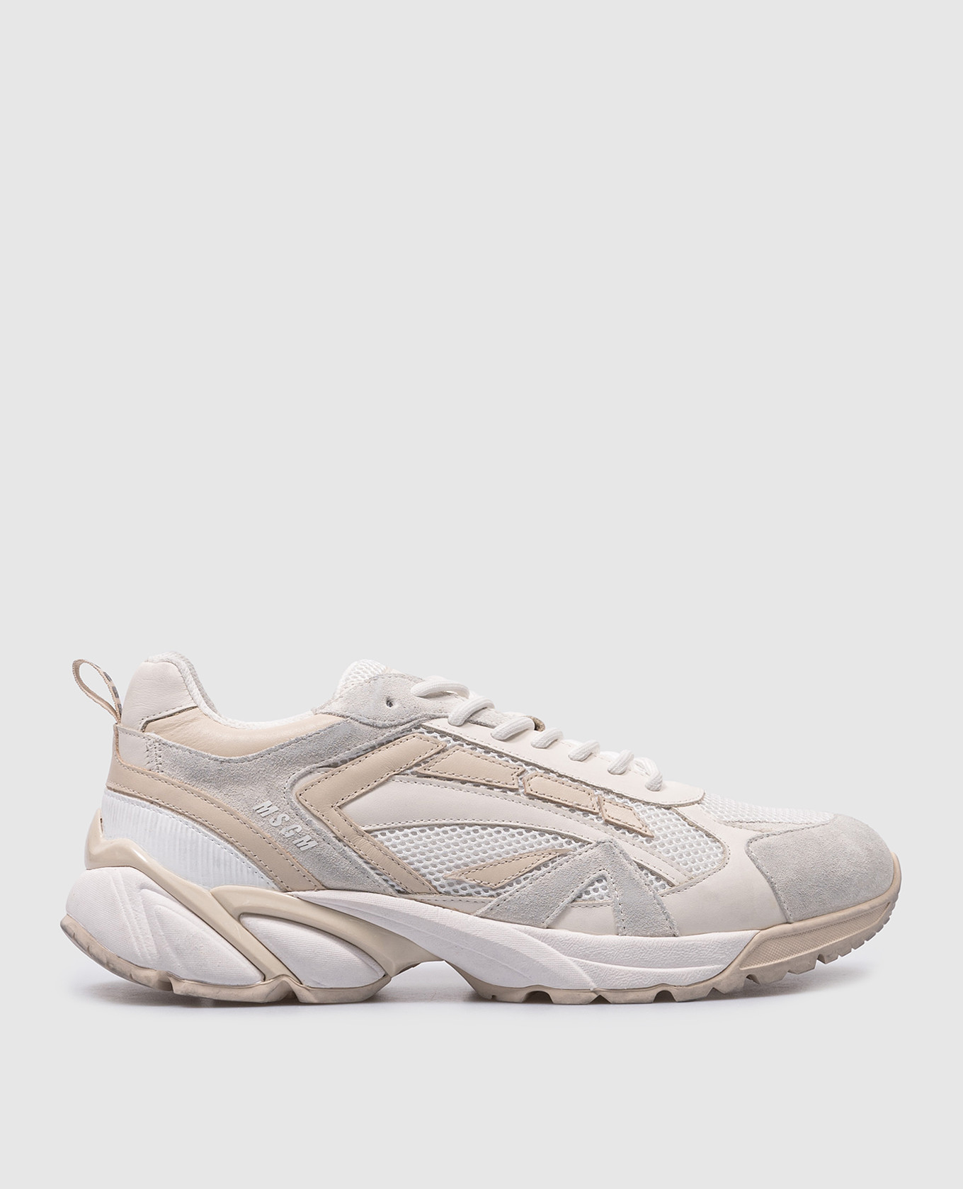 White vulcano combination sneakers with a vintage effect msgm