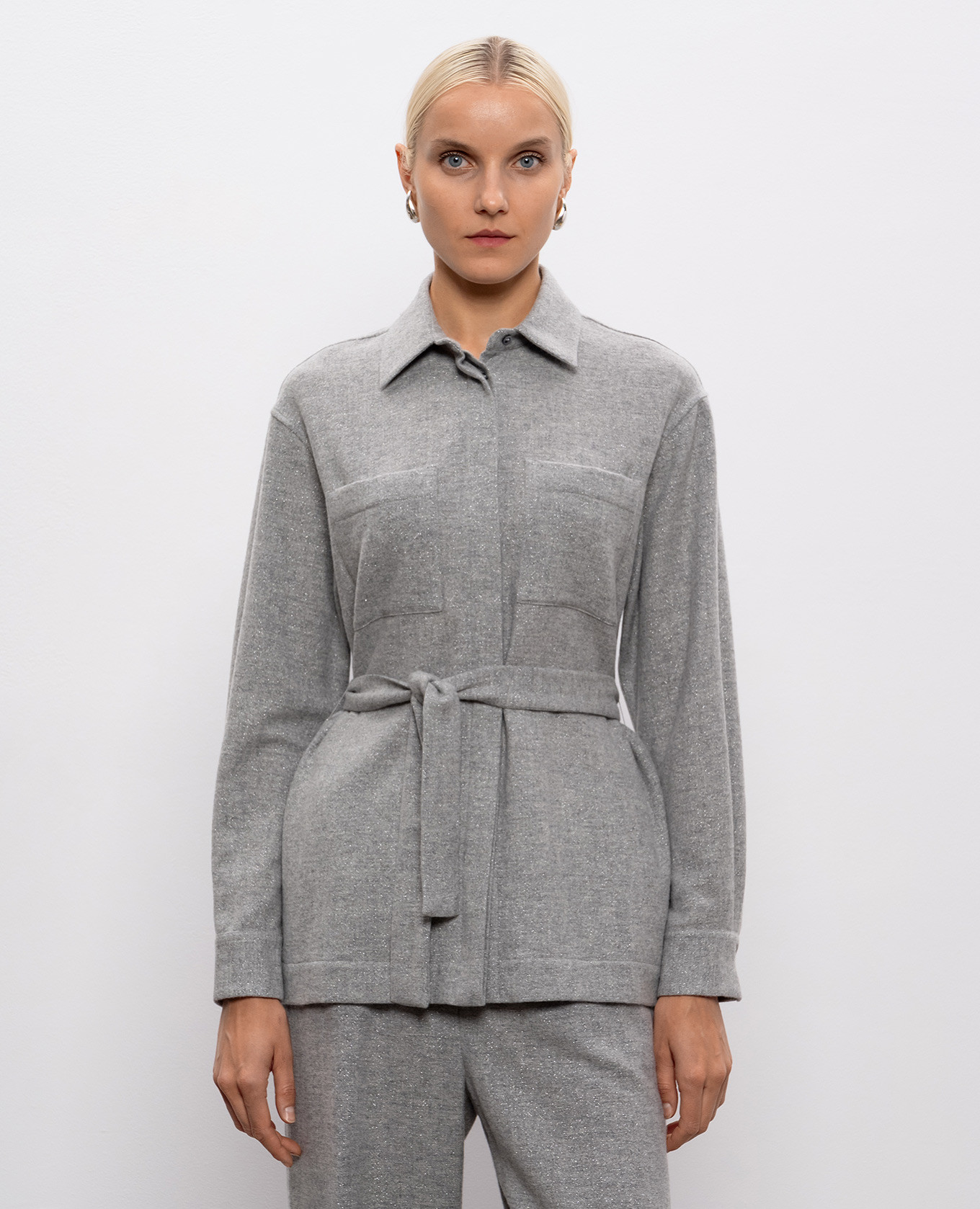 

Gray wool and cashmere shirt with lurex Peserico, Grey
