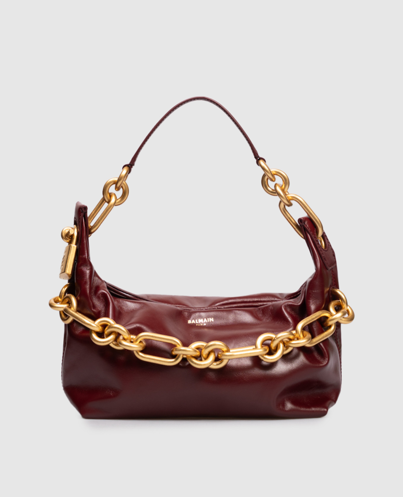 

Burgundy leather glossy Sync bag Balmain