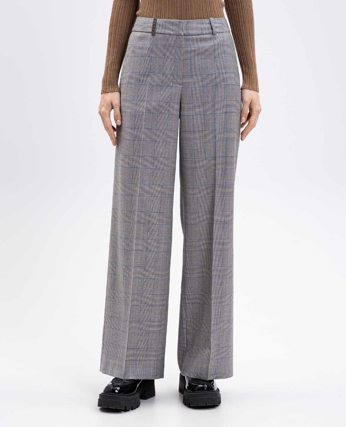 Gray wool checked pants Peserico 3