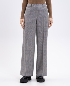 Peserico Gray wool checked pants P0483505775