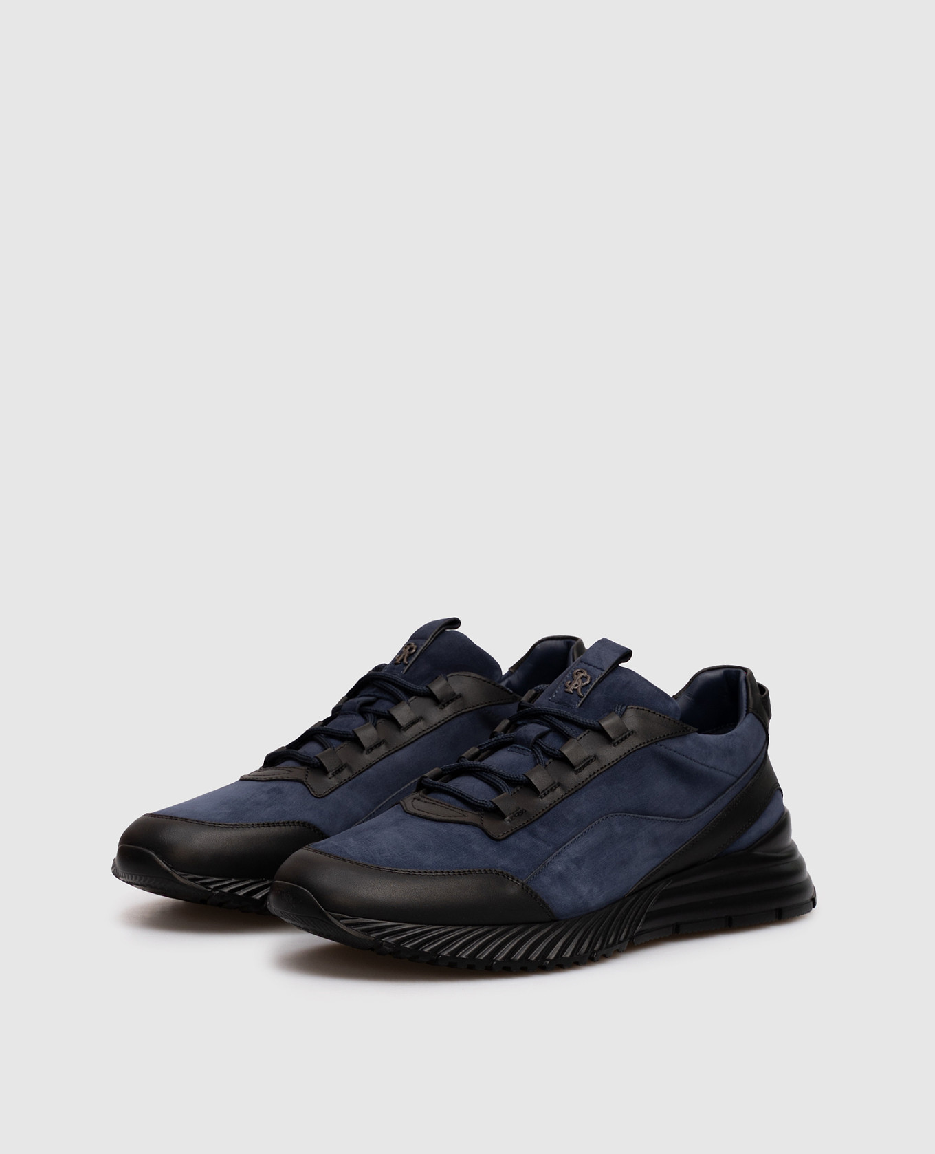 

Blue nubuck sneakers with logo Stefano Ricci