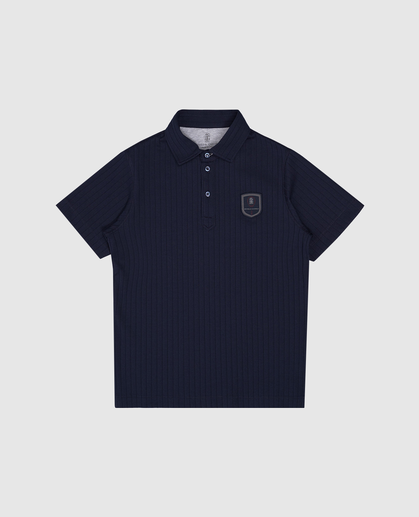 Children's blue polo shirt with logo patch brunello cucinelli