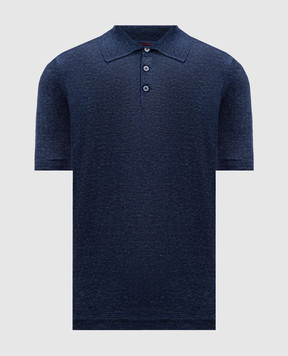 Brunello Cucinelli Blue melange polo with linen M2L00315