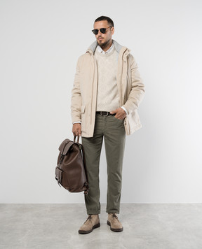 Brunello Cucinelli Beige sweater with wool in a pattern MSO708500