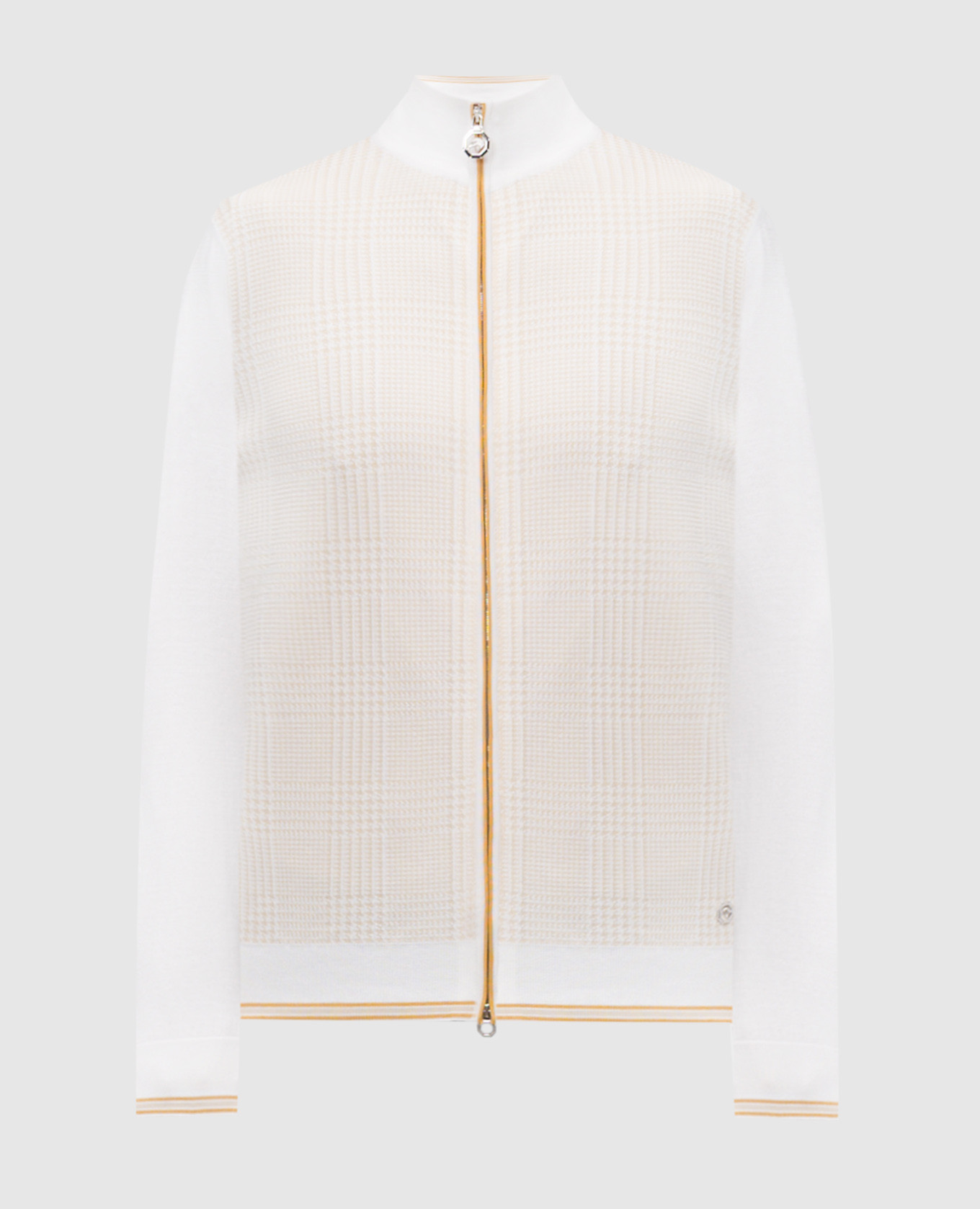 

White cardigan with checked silk Stefano Ricci