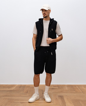 Brunello Cucinelli Black ribbed shorts M29200439G