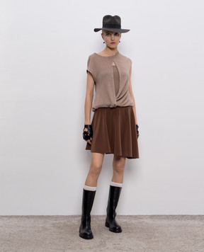 Brunello Cucinelli Brown silk mini skirt M0F51G2243
