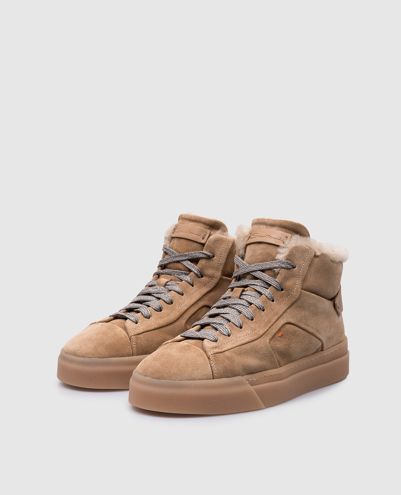 

Beige suede boots with fur Santoni