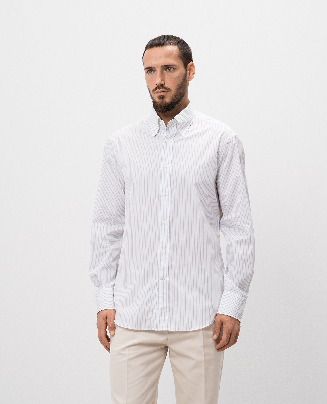 

White striped shirt with a curly bottom Brunello Cucinelli