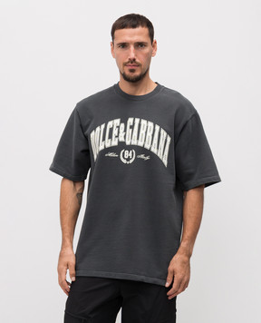 Dolce&Gabbana Grey T-shirt with logo print G8TA2TG7PK7