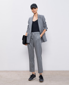 Peserico Gray striped jacket with wool S0161601969