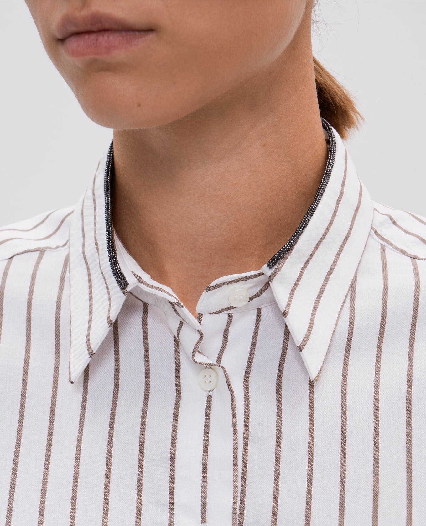 White striped shirt with monil chain Brunello Cucinelli 5