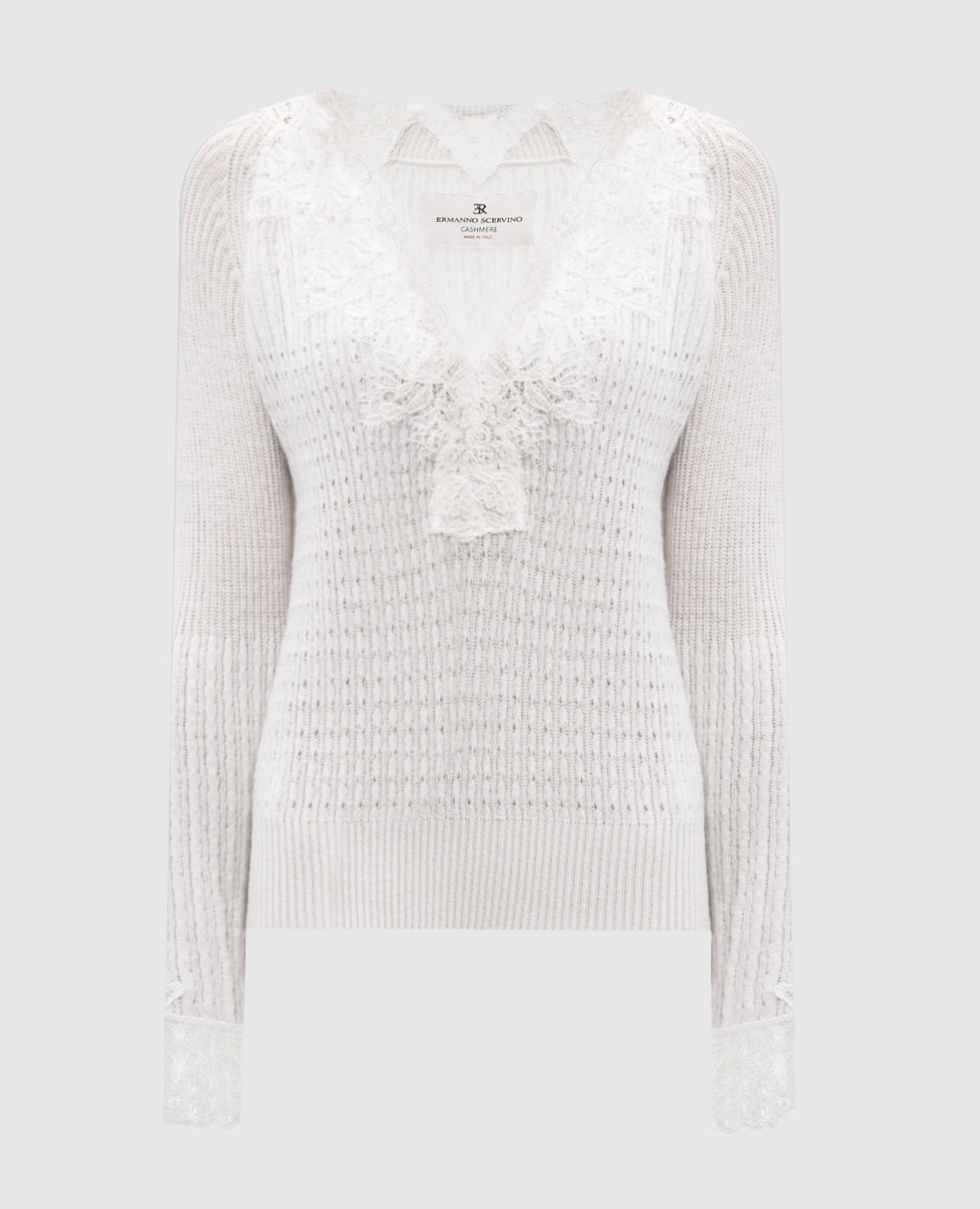 

White cashmere pullover with lace Ermanno Scervino