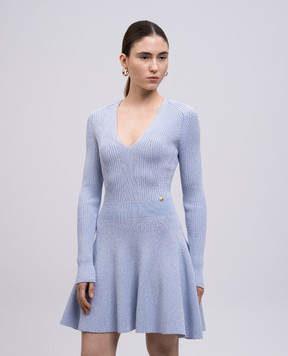 Balmain Blue ribbed mini dress EF1R9857KI09