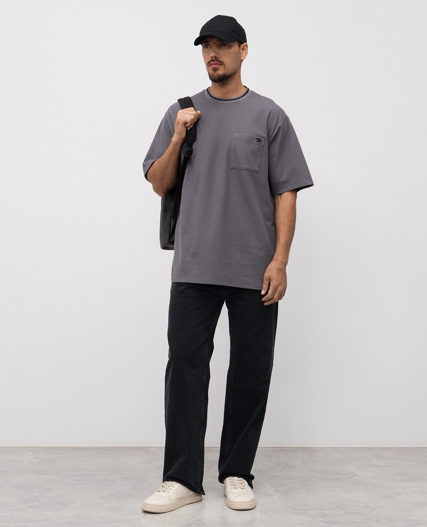 Grey T-shirt with DG logo monogram embroidery Dolce&Gabbana 2