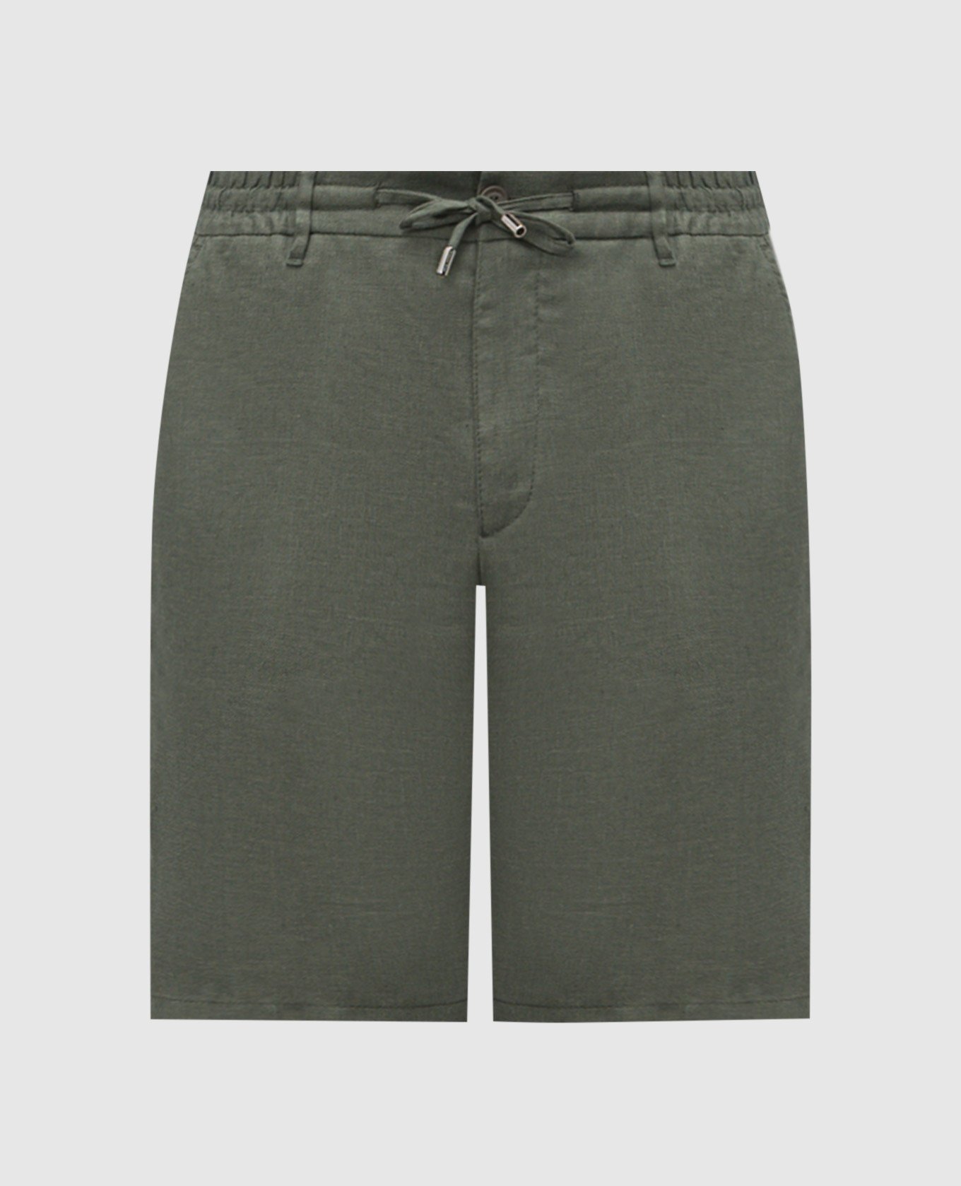 

Green linen and silk shorts with monogram logo Stefano Ricci