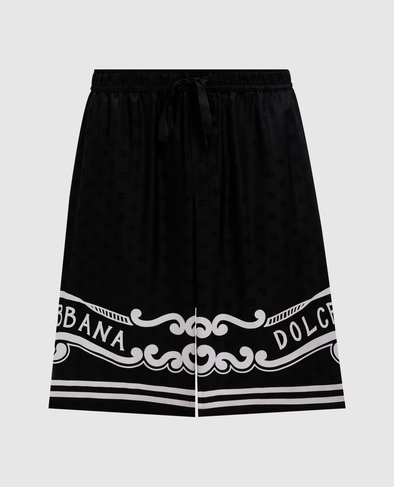 Black silk shorts with logo Dolce&Gabbana