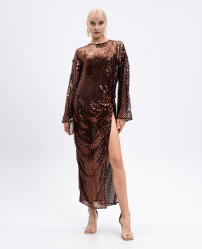 The Attico Brown openwork dress with sequins 251WCW00244PLL009AA