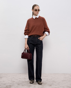 Brunello Cucinelli Brown cashmere and silk sequined jumper M73539930