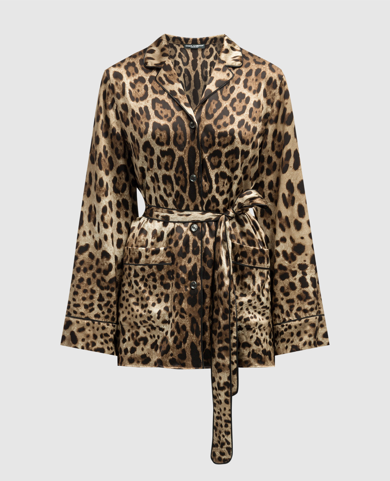 

Brown silk blouse with animal print Dolce&Gabbana, Коричневый