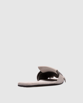 Brunello Cucinelli Gray suede flip-flops with a monil chain MZSFC2873