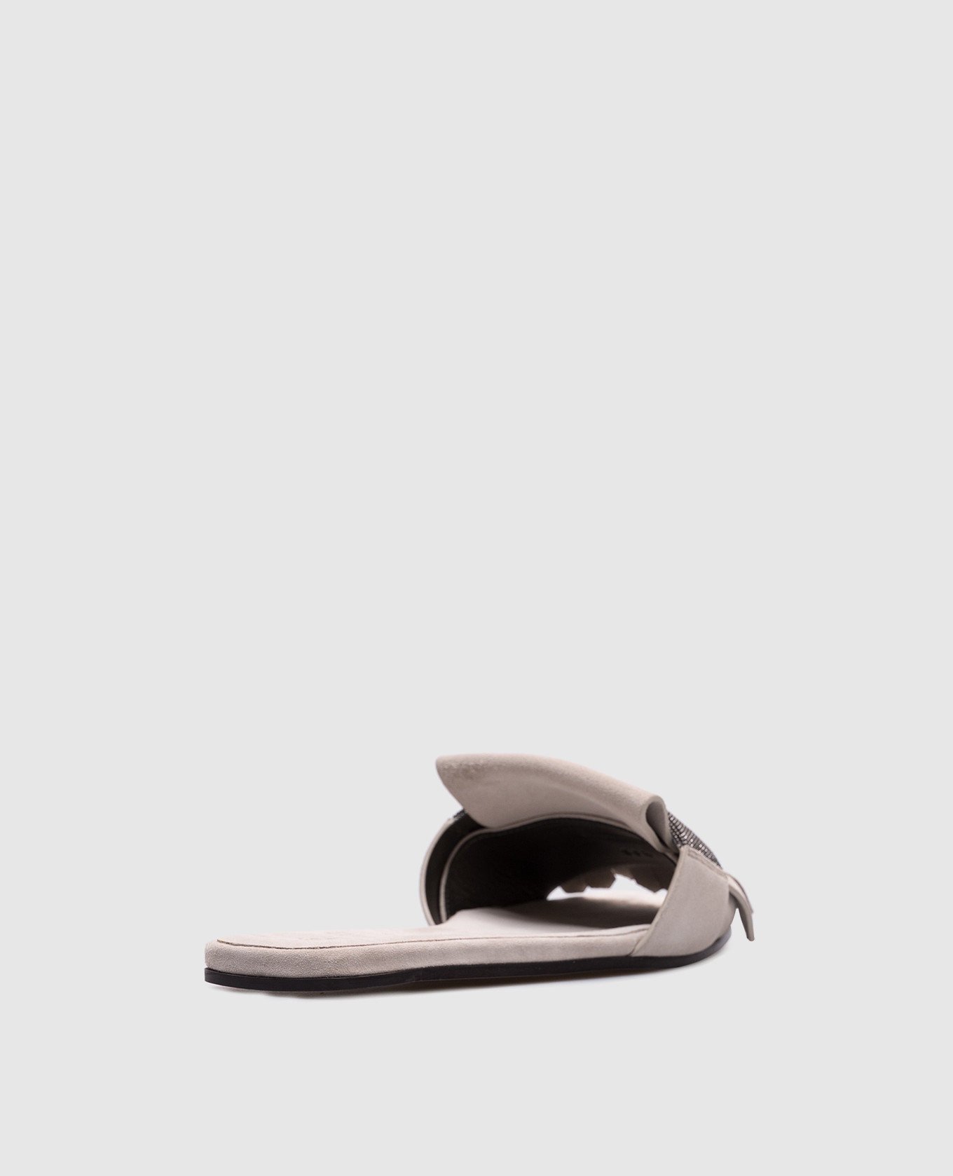 Gray suede flip-flops with a monil chain Brunello Cucinelli 3