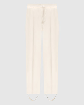 WARDROBE.NYC Beige pants made of wool with stripes W2015PC