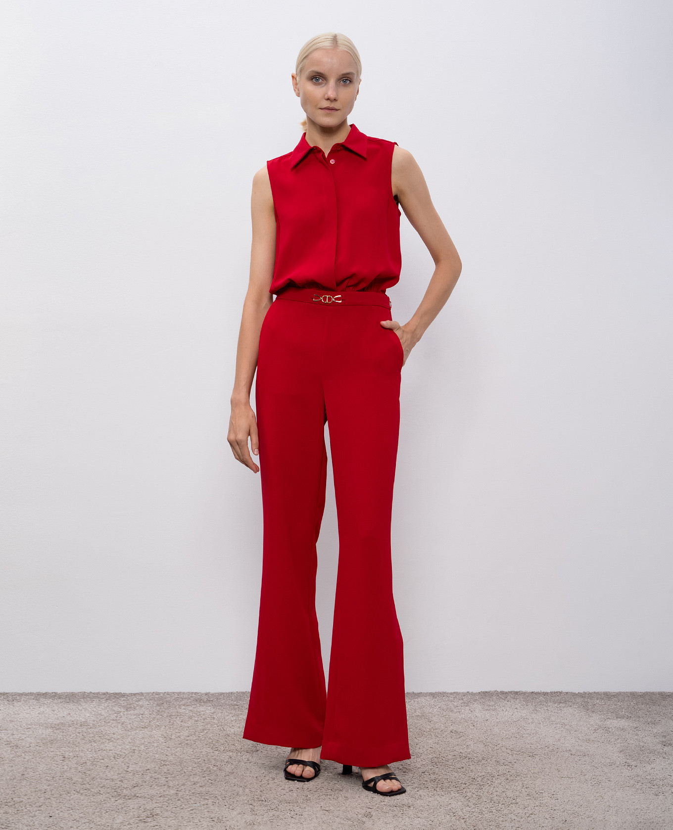 

Red jumpsuit with logo Twinset