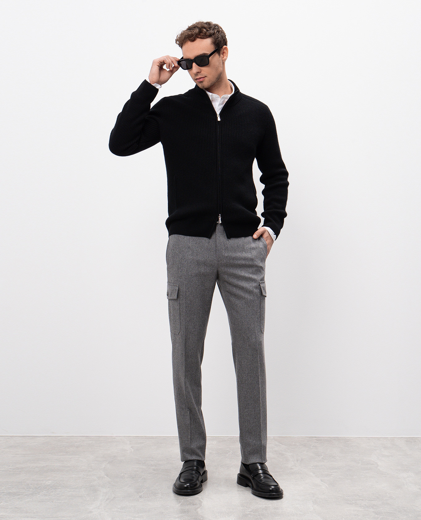 

Gray wool and cashmere cargo Incotex, Grey