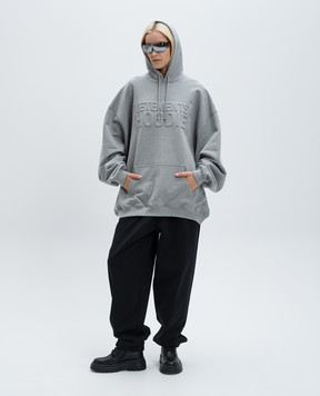 Vetements Gray melange hoodie with textured logo UA65HD370G