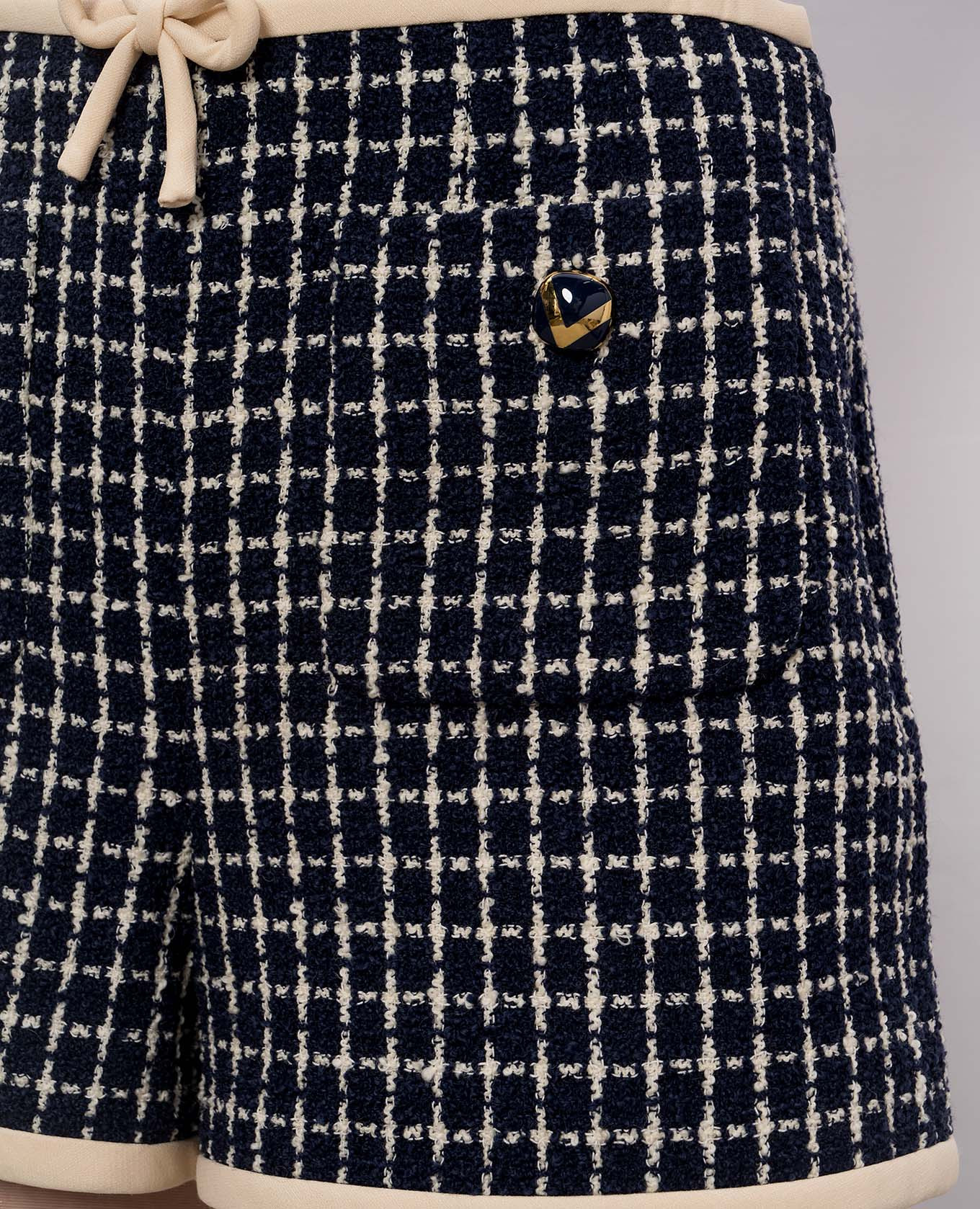 Blue tweed shorts with checked wool Valentino 5